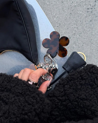 Leopard Flower Mirror Keyring