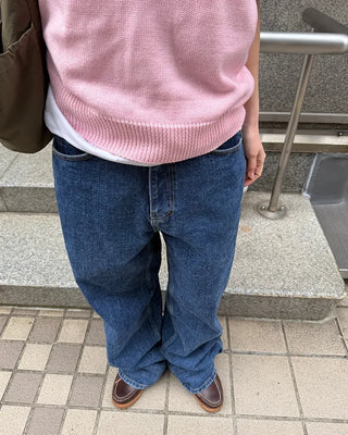 Semi-wide denim pants