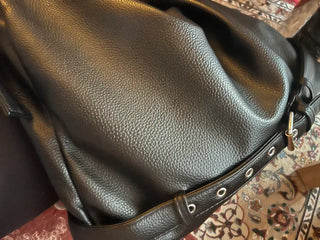 Drape-form buckle shoulder bag