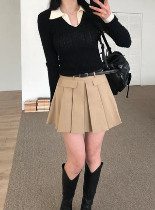 2-pocket pleated skirt