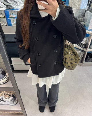 Double-collar short coat