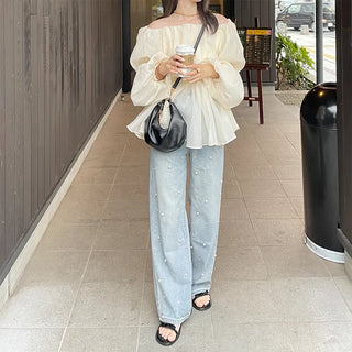 Off-shoulder chiffon blouse dress