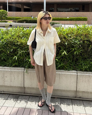 Ethnic striped cotton half shirt
