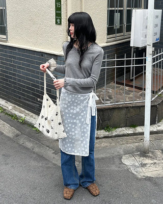 Wave puff knit T-shirt