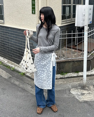 Wave puff knit T-shirt