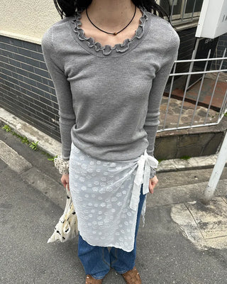 Wave puff knit T-shirt