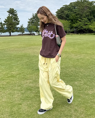 Wood Bead Nylon Easy Pants