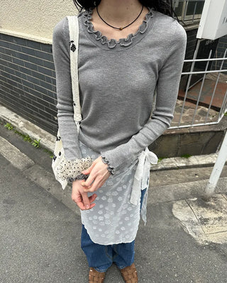 Wave puff knit T-shirt