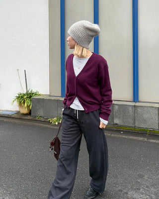 V-neck drop-shoulder rayon cardigan