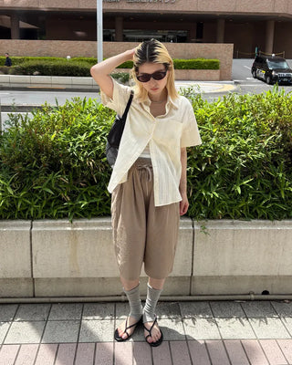 Ethnic striped cotton half shirt