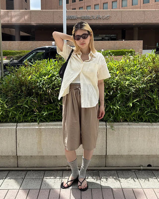 Ethnic striped cotton half shirt
