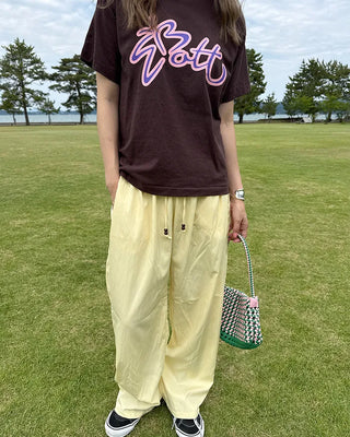 Wood Bead Nylon Easy Pants