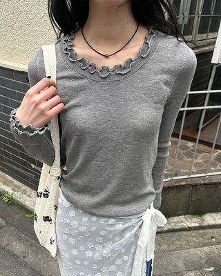 Wave puff knit T-shirt