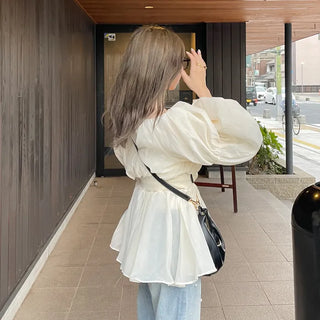 Off-shoulder chiffon blouse dress