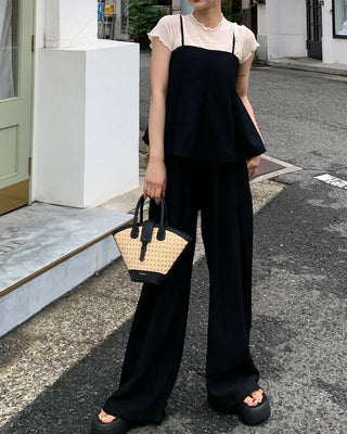 Pleated camisole and wide-leg pants set