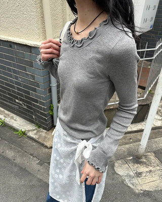 Wave puff knit T-shirt