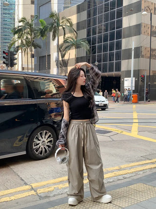 See-through check shirt