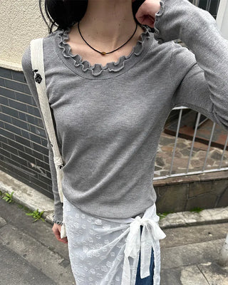 Wave puff knit T-shirt