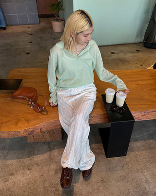 Punching lace stripe easy pants