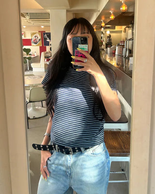 Suede double eyelet belt