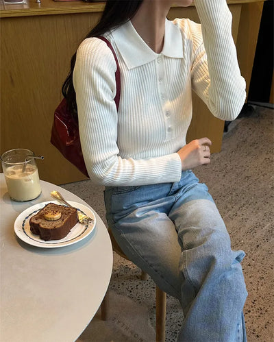 Ribbed collar knit