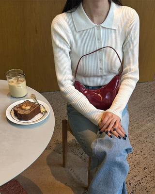 Ribbed collar knit