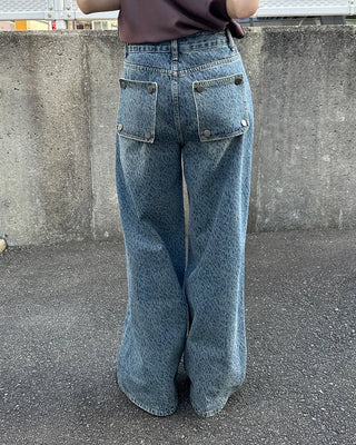 Leopard print denim pants