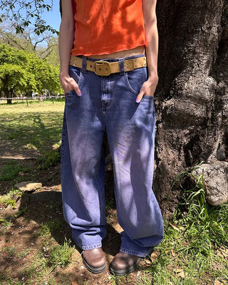 (ORIGINAL) Loose-fit denim pants (purple)