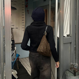 Leopard print tote and shoulder bag