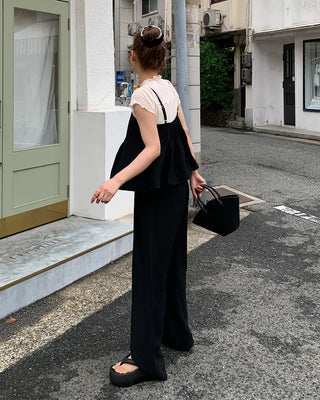 Pleated camisole and wide-leg pants set