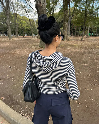 Slim Border Hooded Long Sleeve T-Shirt