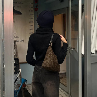 Leopard print tote and shoulder bag