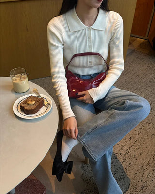 Ribbed collar knit