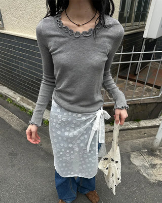 Wave puff knit T-shirt