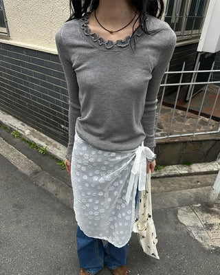 Wave puff knit T-shirt