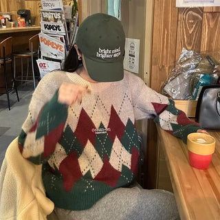 Argyle bicolor knit