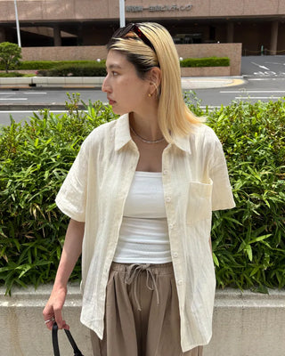 Ethnic striped cotton half shirt