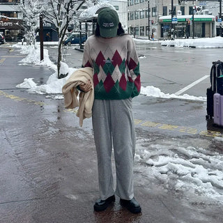 Argyle bicolor knit