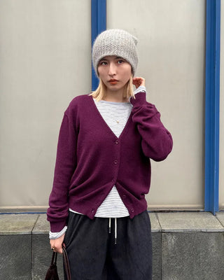 V-neck drop-shoulder rayon cardigan