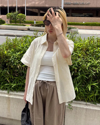 Ethnic striped cotton half shirt