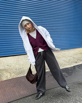 V-neck drop-shoulder rayon cardigan