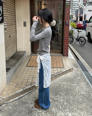 Wave puff knit T-shirt