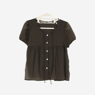 [2 colors] Kirin String Shirring Blouse