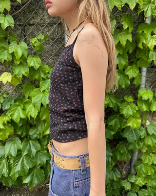 Flower Square Neck Ribbed Camisole