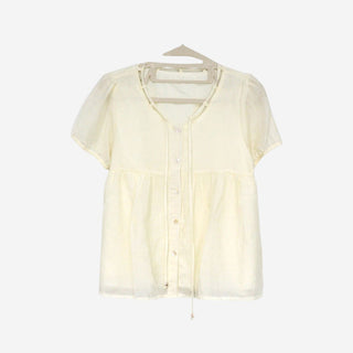 [2 colors] Kirin String Shirring Blouse