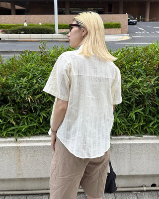 Ethnic striped cotton half shirt