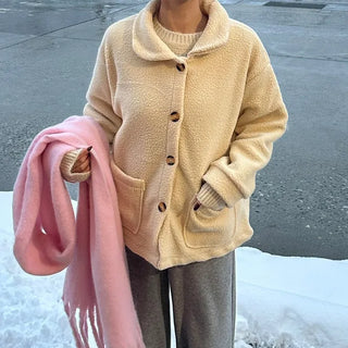 Round Collar Boucle Half Coat