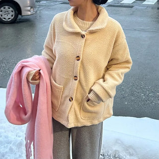 Round Collar Boucle Half Coat