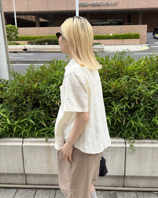 Ethnic striped cotton half shirt
