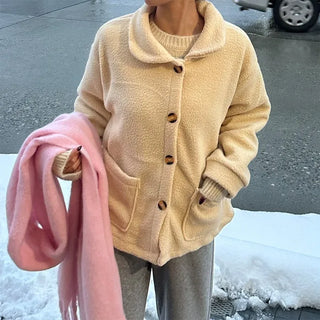 Round Collar Boucle Half Coat